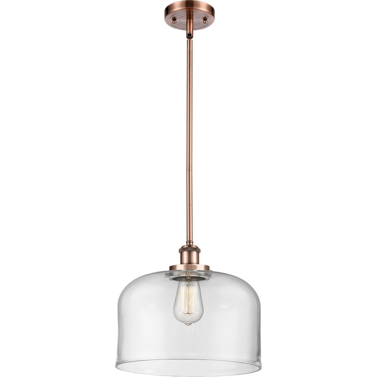 Ballston X-Large Bell 1 Light 8 inch Antique Copper Pendant Ceiling Light in Clear Glass