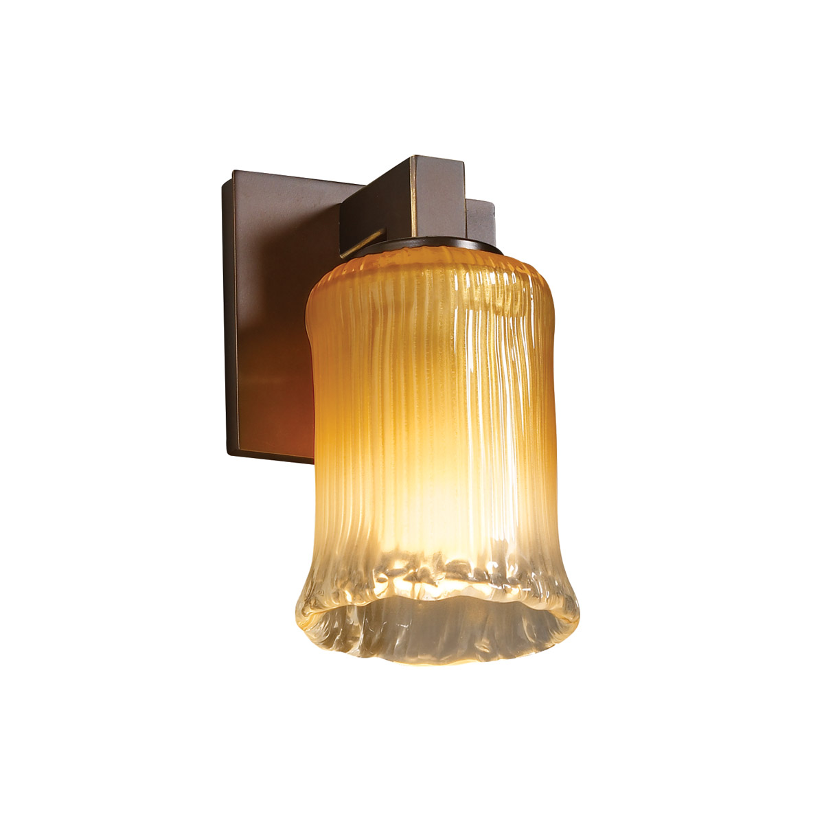 Veneto Luce 1 Light 4.75 inch Dark Bronze Wall Sconce Wall Light in Gold with Clear Rim (Veneto Luce), Cylinder with Rippled Rim, Incandescent