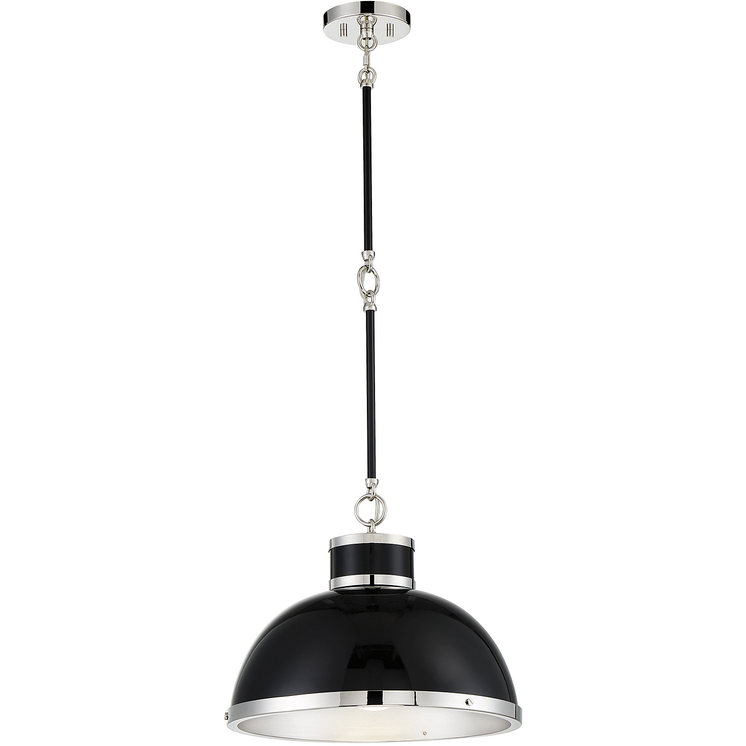 Corning 1 Light 16 inch Black with Polished Nickel Accents Pendant Ceiling Light
