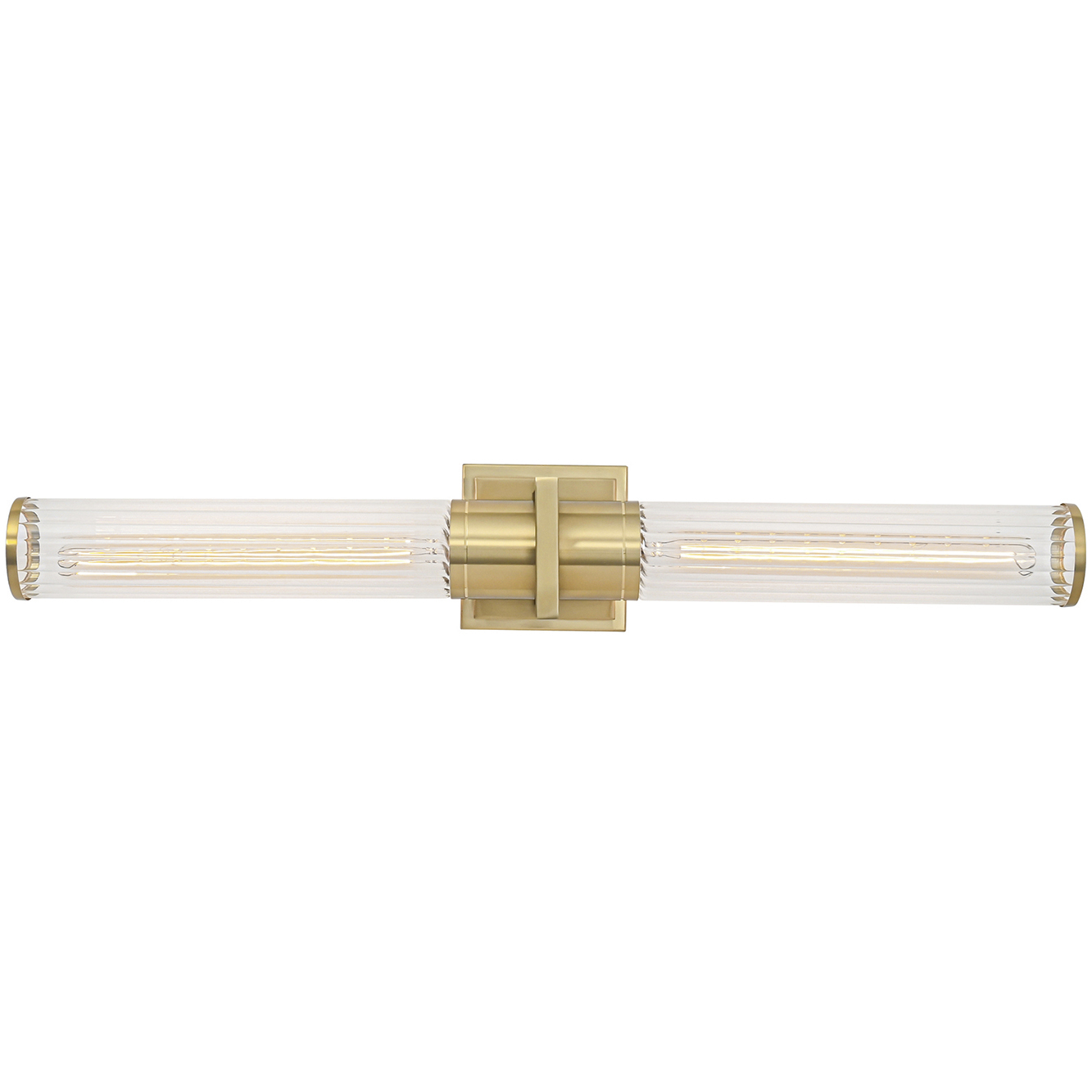Positano LED 29 inch Satin Brass Bathroom Vanity Wall Light in Clear Ribbed