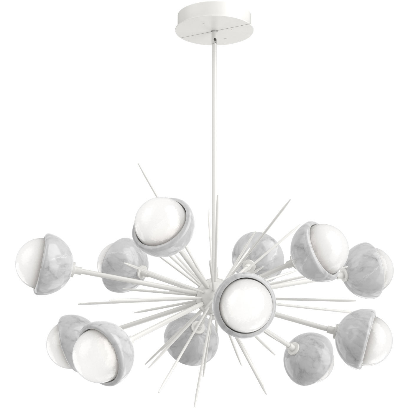 Cabochon LED 40.5 inch Salt White with White Marble Chandelier Ceiling Light in 3000K LED, Startburst