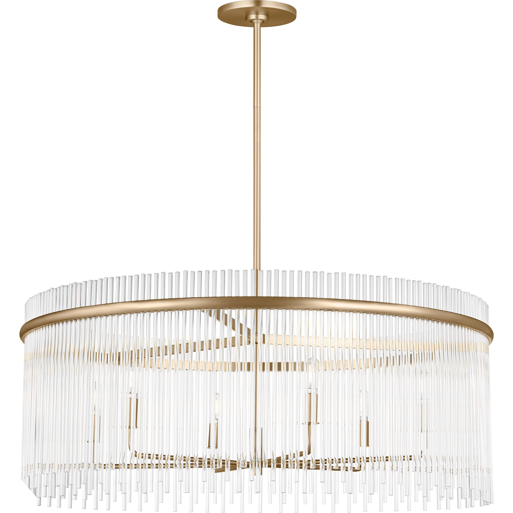 Drew & Jonathan Finley 6 Light 35.5 inch Satin Brass Chandelier Ceiling Light in LED