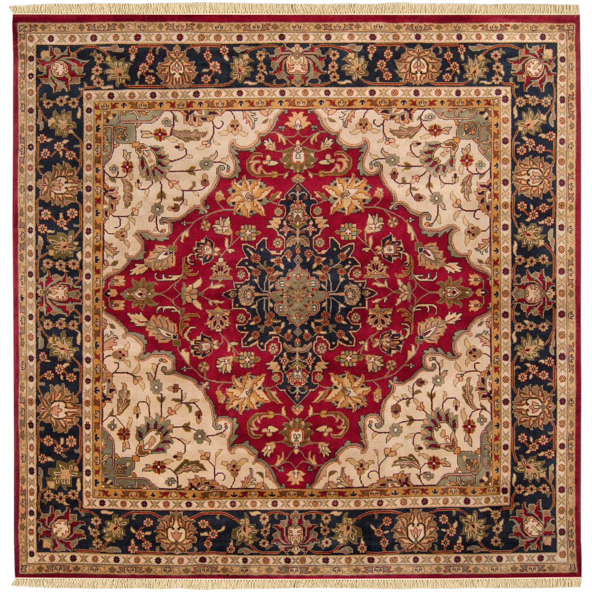 Taj Mahal 96 X 96 inch Dark Red, Black, Dark Brown, Tan, Beige Rug