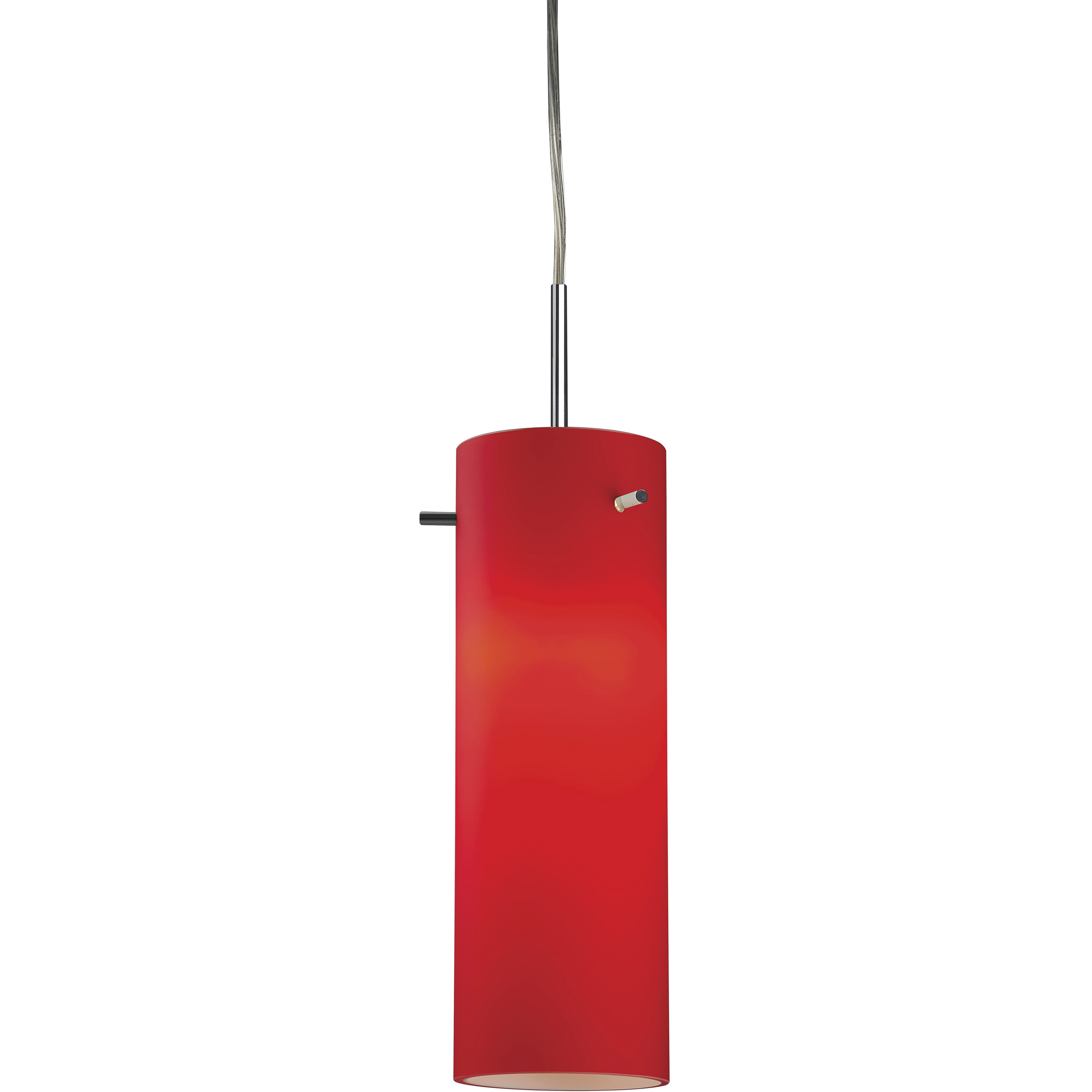 Titan 1 Light 4 inch Chrome Large Pendant Ceiling Light in Chrome/Black, Red Glass
