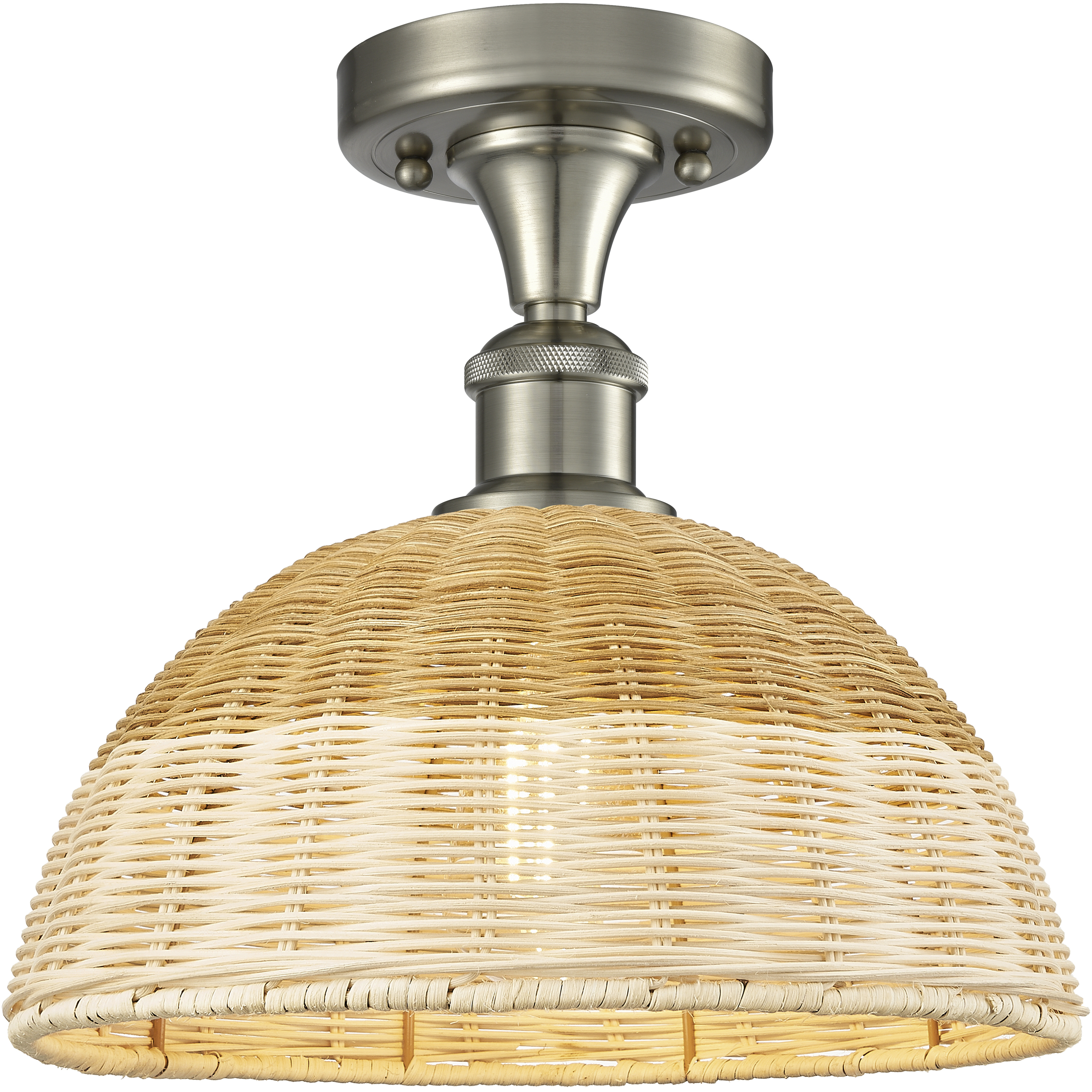 Ballston Bristol Natural II 1 Light 11.75 inch Brushed Satin Nickel Semi-Flush Mount Ceiling Light