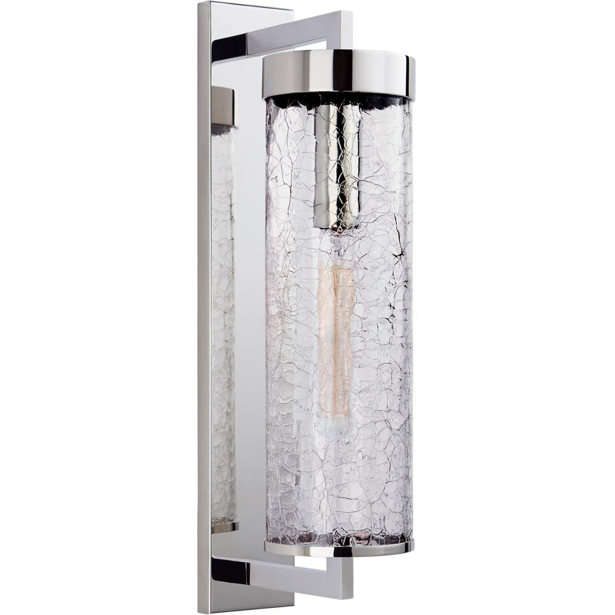 Kelly Wearstler Liaison 1 Light 20 inch Polished Nickel Outdoor Bracketed Wall Sconce in Crackle Glass, Large