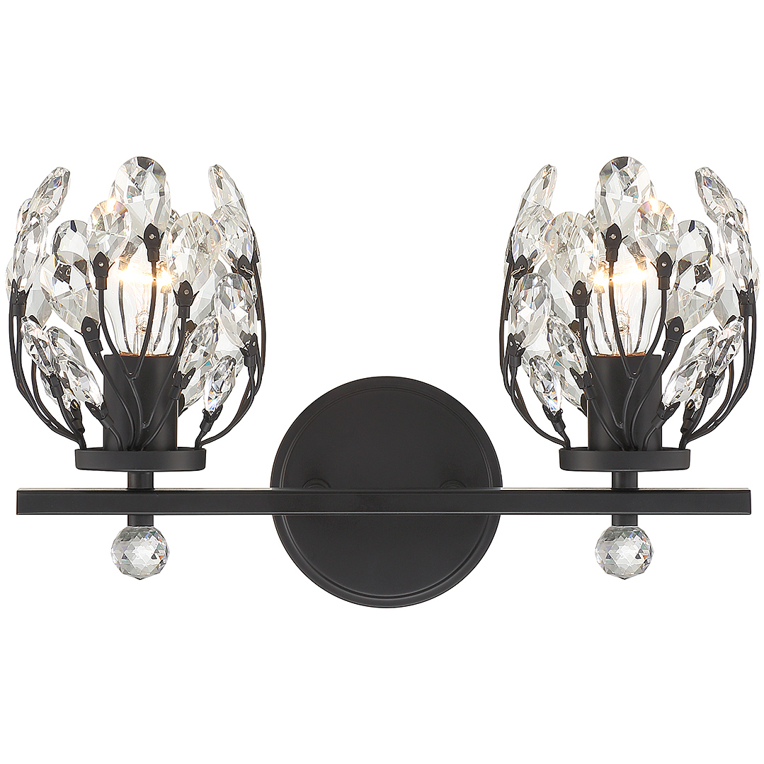 Moreno 2 Light 15.5 inch Black Bathroom Vanity Light Wall Light
