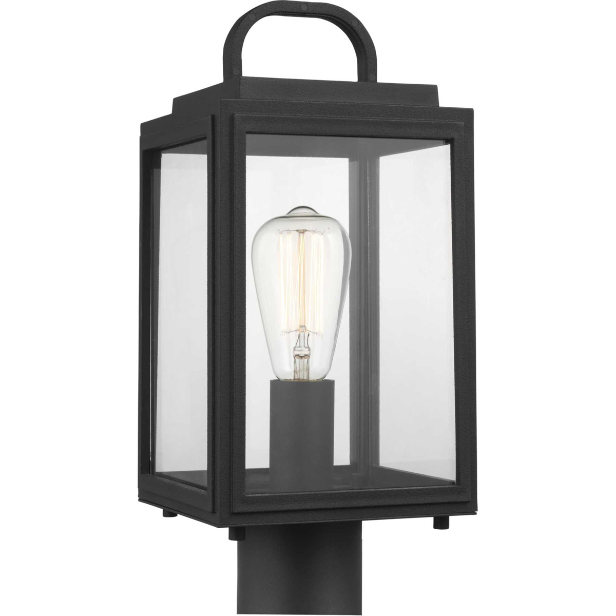 Grandbury 1 Light 16 inch Textured Black Outdoor Post Lantern, with DURASHIELD