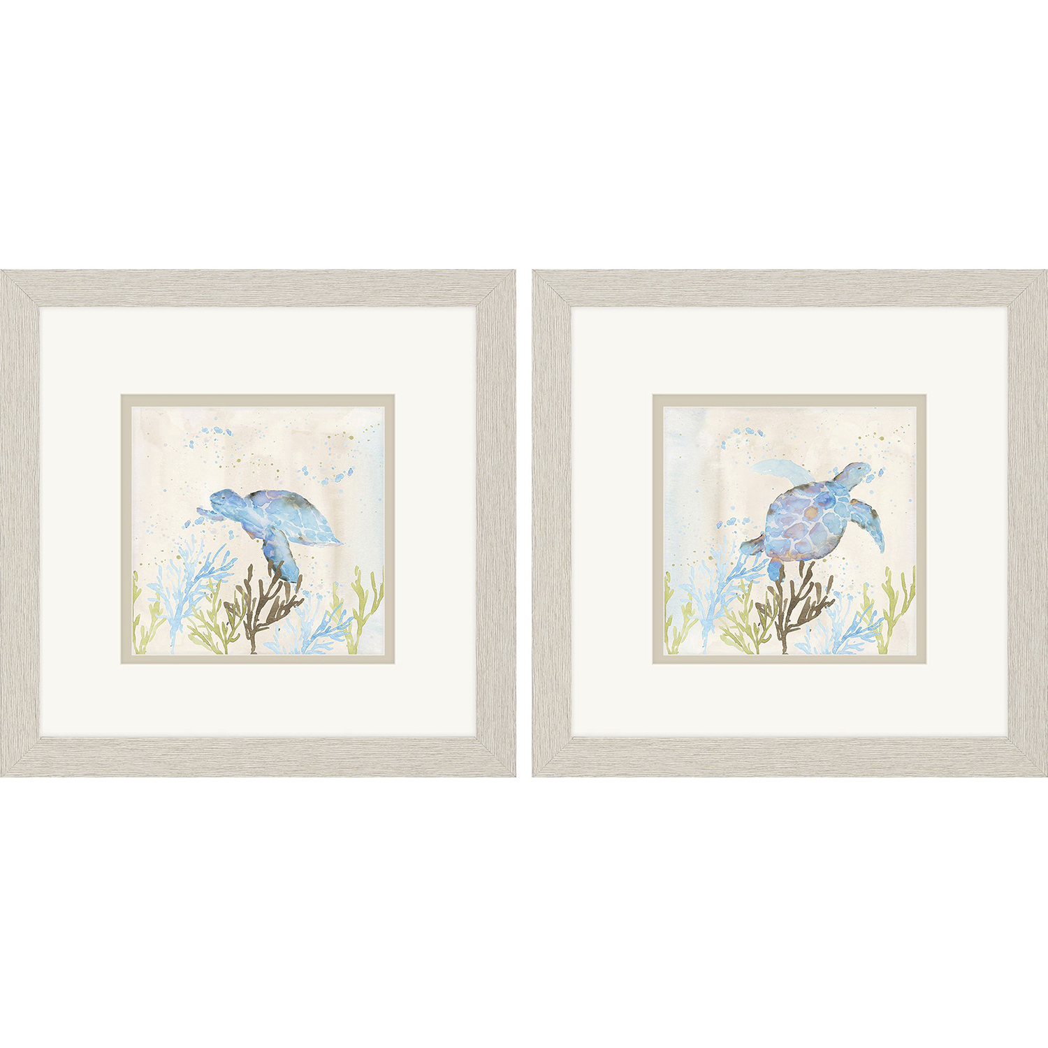 Animals Blue and Green and Brown and Beige Framed Art, Propac