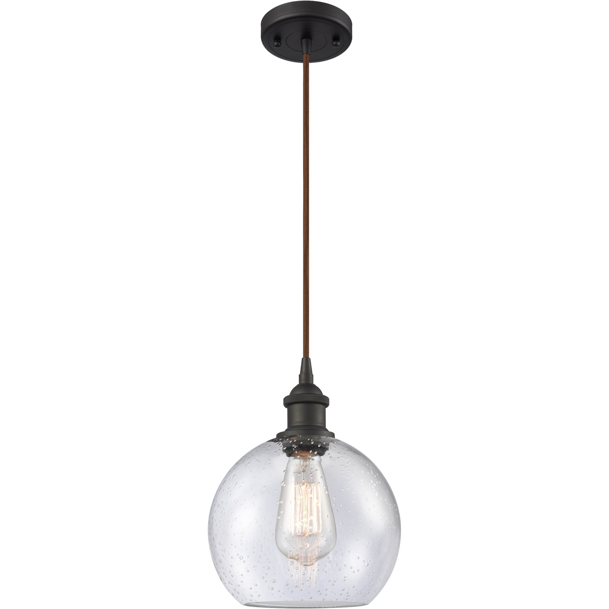 Ballston Athens 1 Light 8 inch Oil Rubbed Bronze Mini Pendant Ceiling Light in Seedy Glass, Ballston