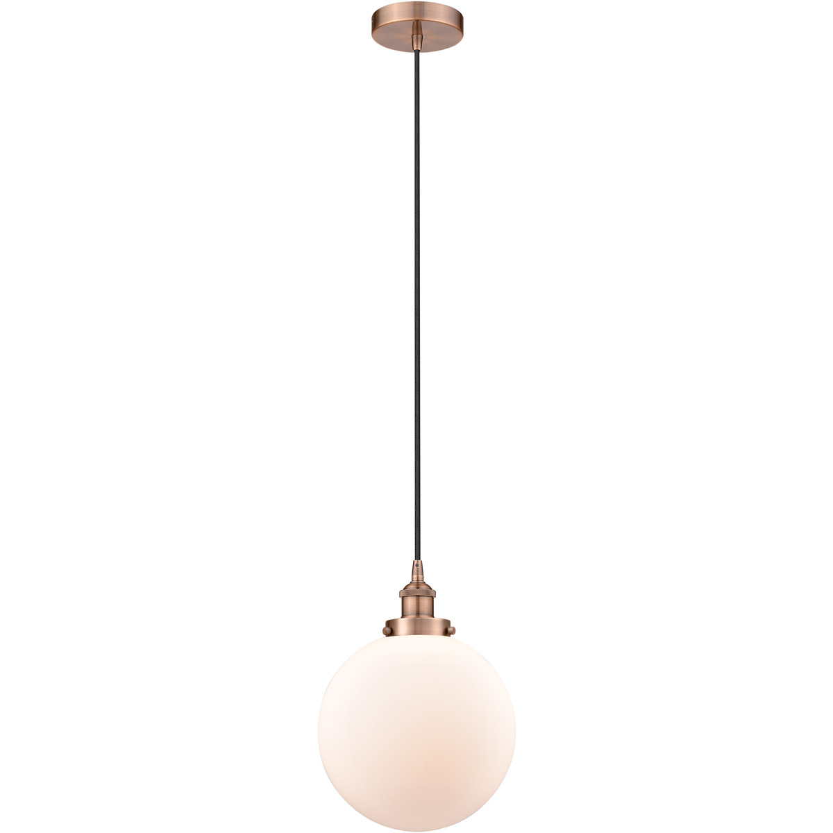 Edison Beacon 1 Light 10 inch Antique Copper Mini Pendant Ceiling Light