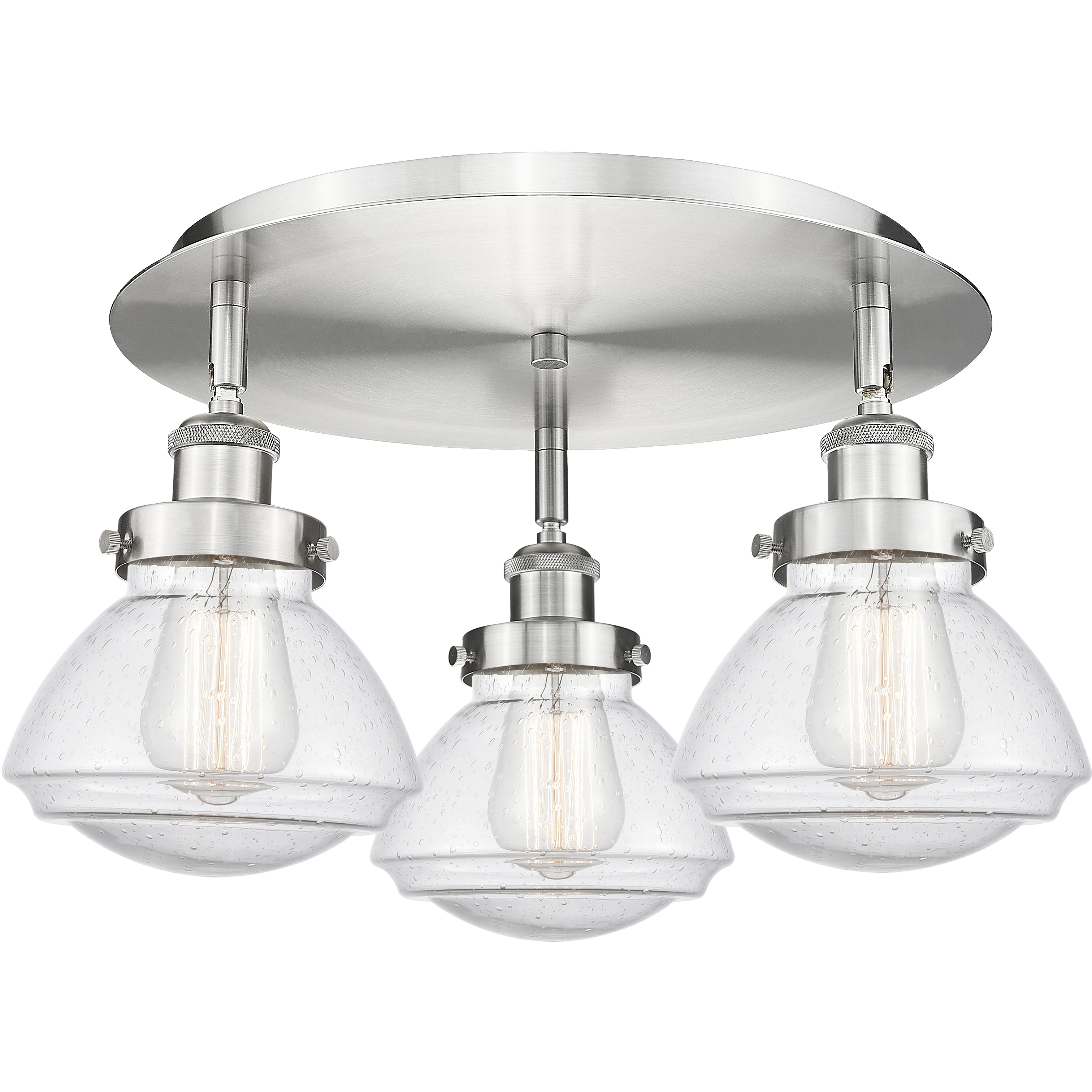 Olean 3 Light 18.25 inch Satin Nickel Flush Mount Ceiling Light in Seedy