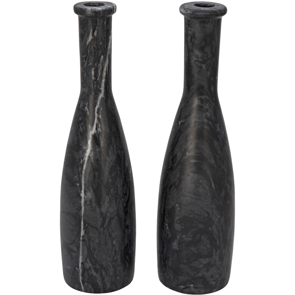 Moris 13 X 3.5 inch Decorative Candle Holder in Black, Set of 2