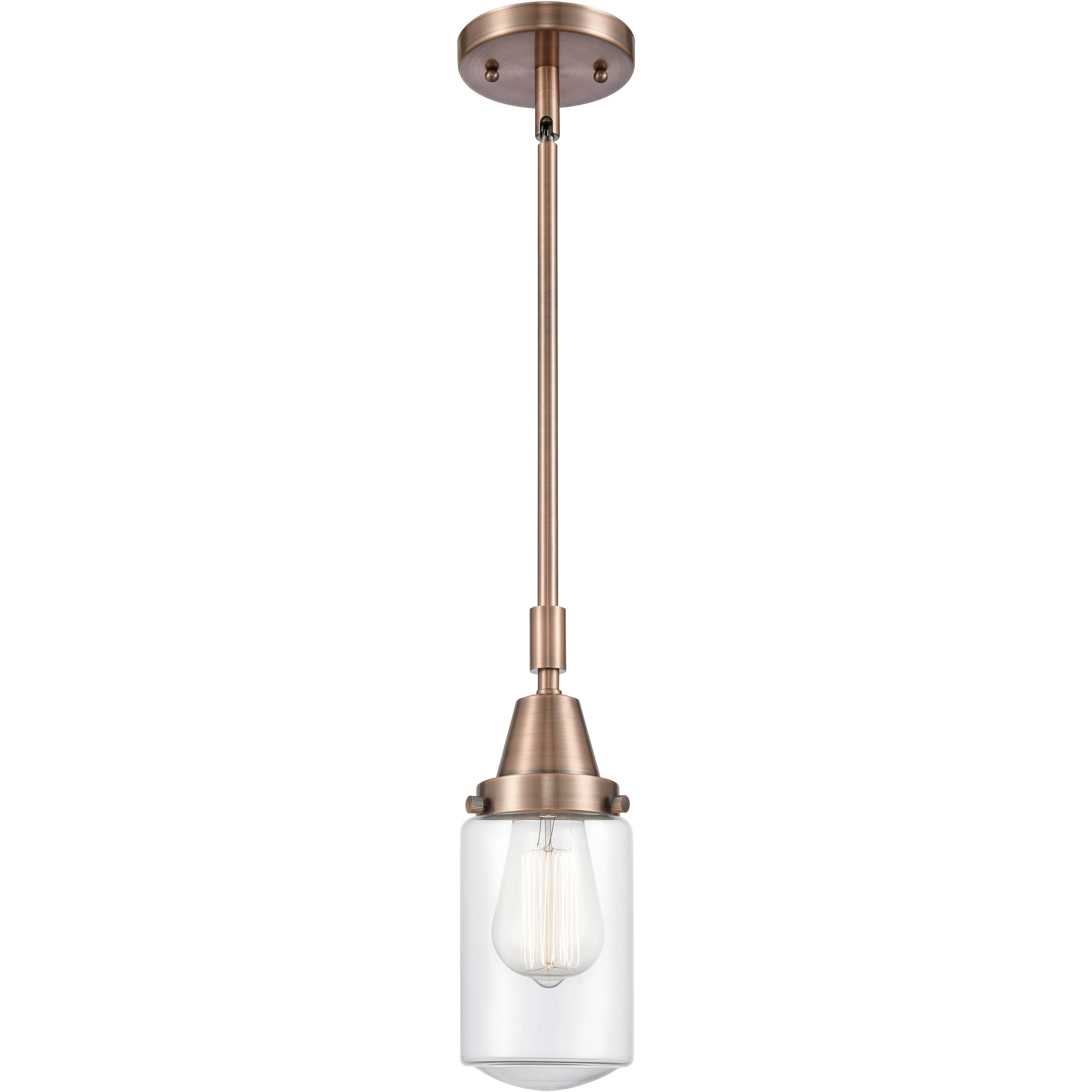 Franklin Restoration Dover LED 5 inch Antique Copper Mini Pendant Ceiling Light in Clear Glass
