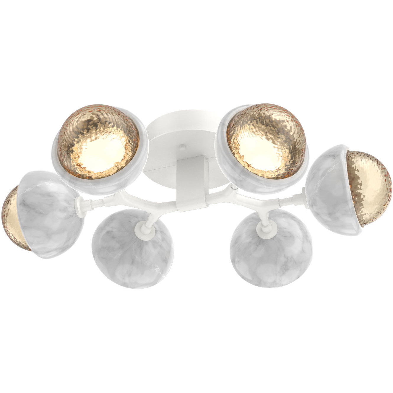 Cabochon LED 26.5 inch Salt White with White Marble Flush Mount Ceiling Light in 3000K LED, Amber