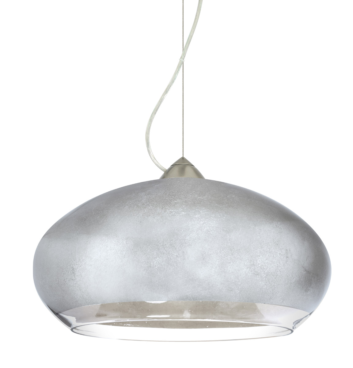 Brio 14 1 Light Satin Nickel Pendant Ceiling Light in Incandescent, Silver Foil Glass