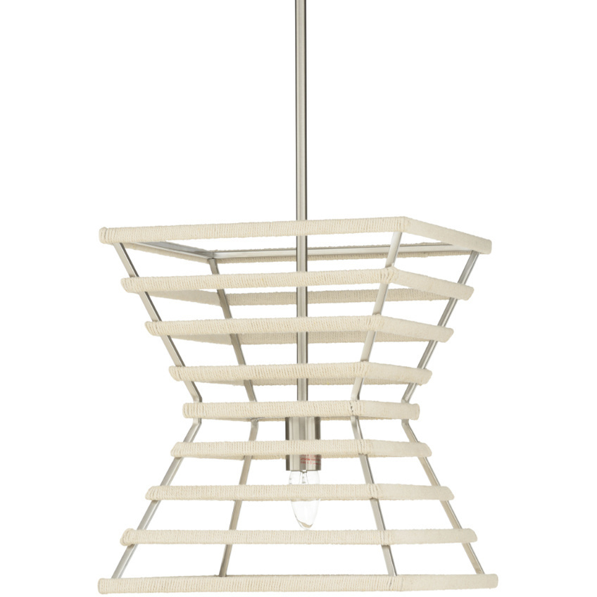 Rope 1 Light 13 inch Brown and Silver Pendant Ceiling Light