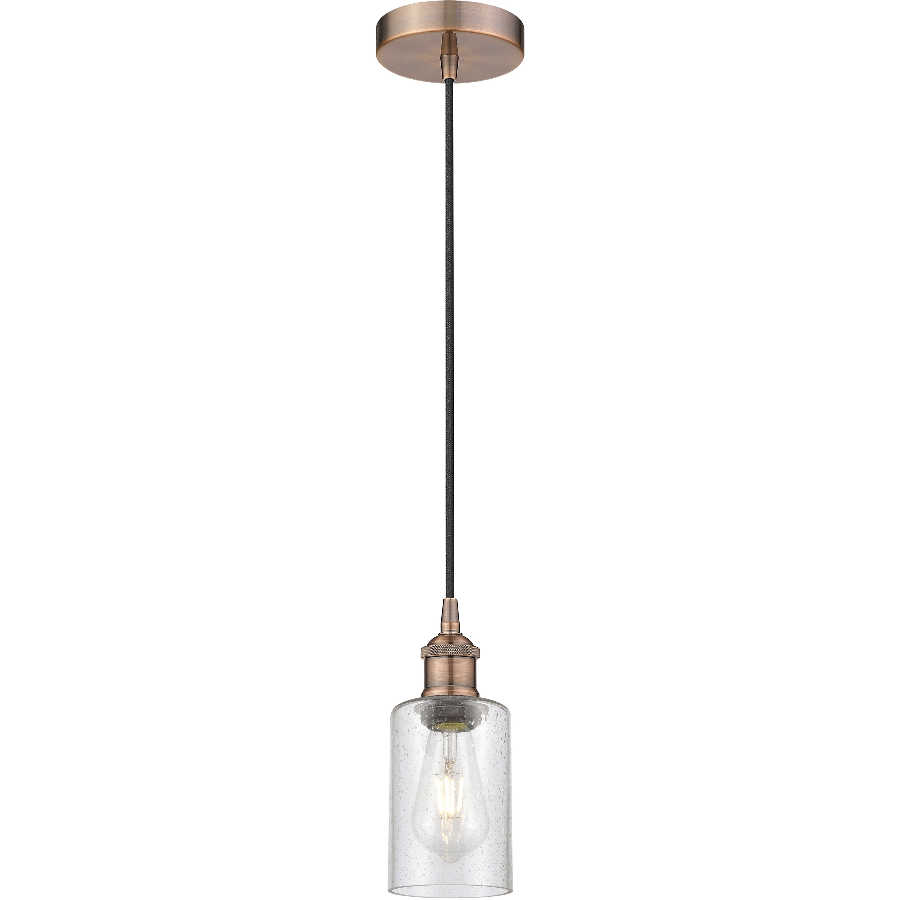 Clymer 1 Light 3.88 inch Antique Copper Mini Pendant Ceiling Light in Seedy Glass