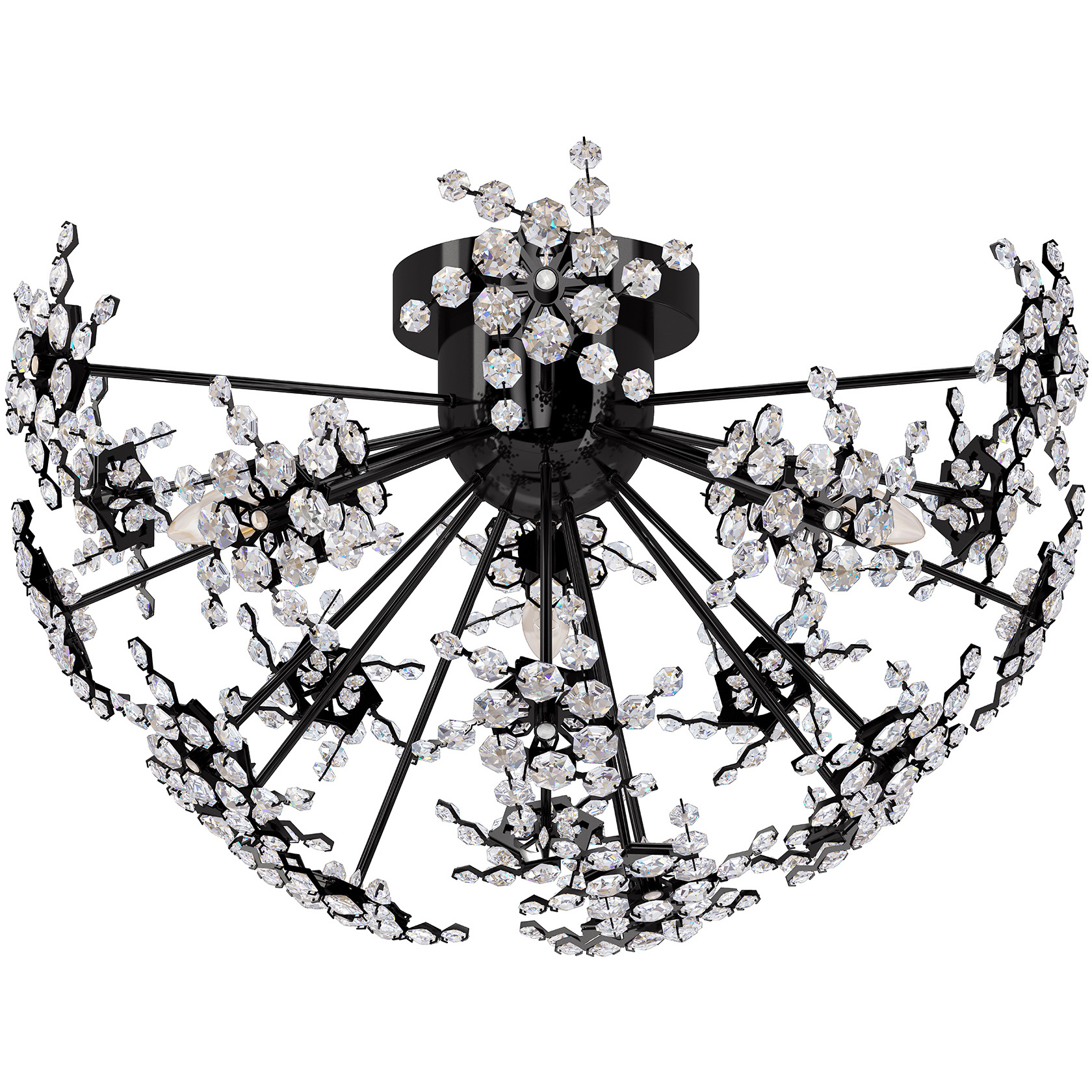 Esteracae 3 Light Jet Black Semi-Flush Mount Ceiling Light in Radiance