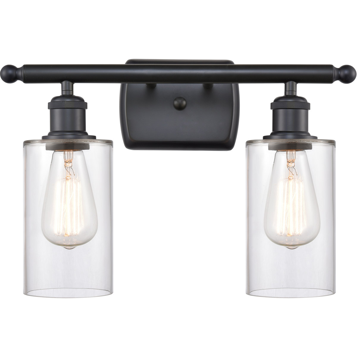 Ballston Clymer 2 Light 16 inch Matte Black Bath Vanity Light Wall Light in Clear Glass, Ballston