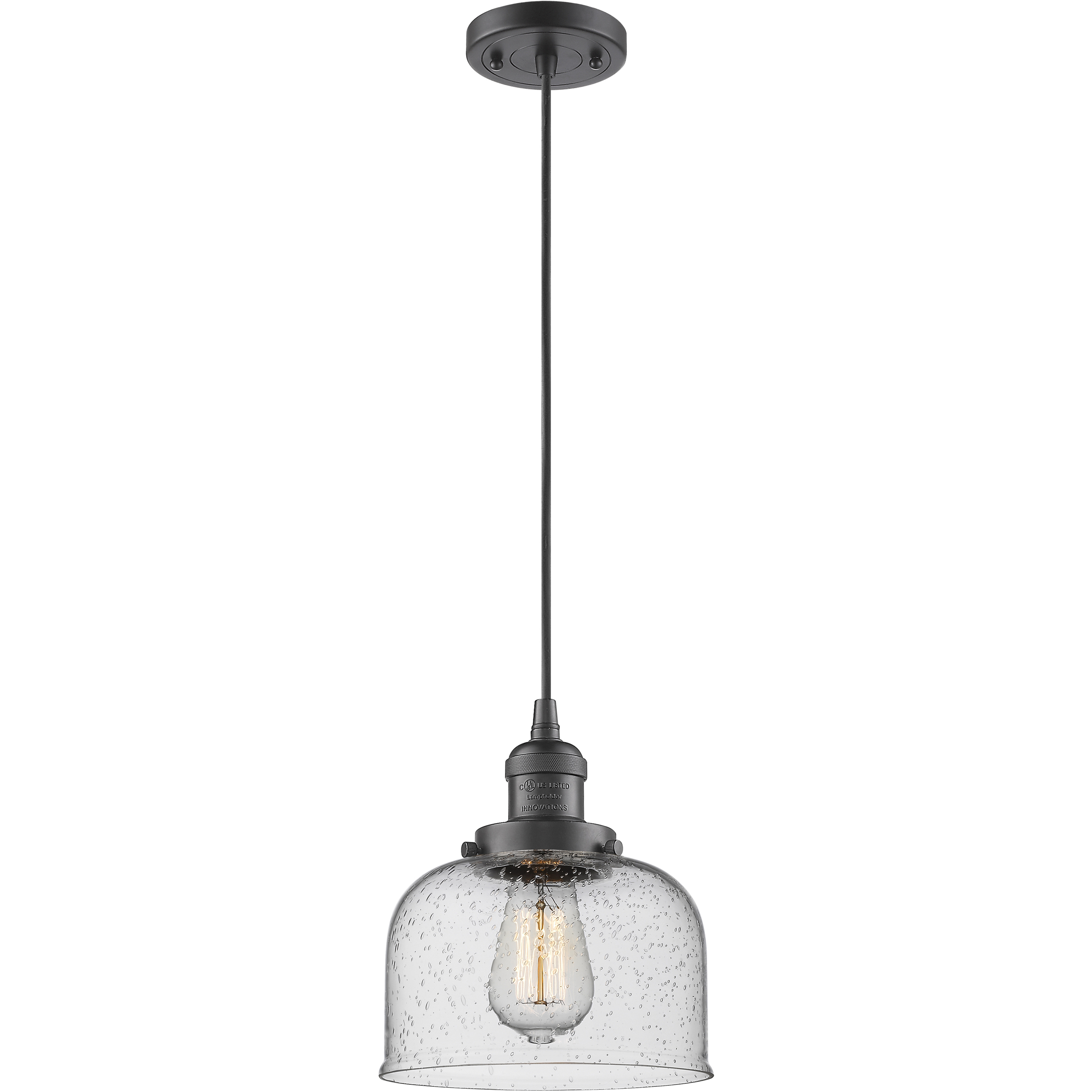 Franklin Restoration Bell 1 Light 8 inch Oil Rubbed Bronze Mini Pendant Ceiling Light in Incandescent, Seedy, Franklin Restoration
