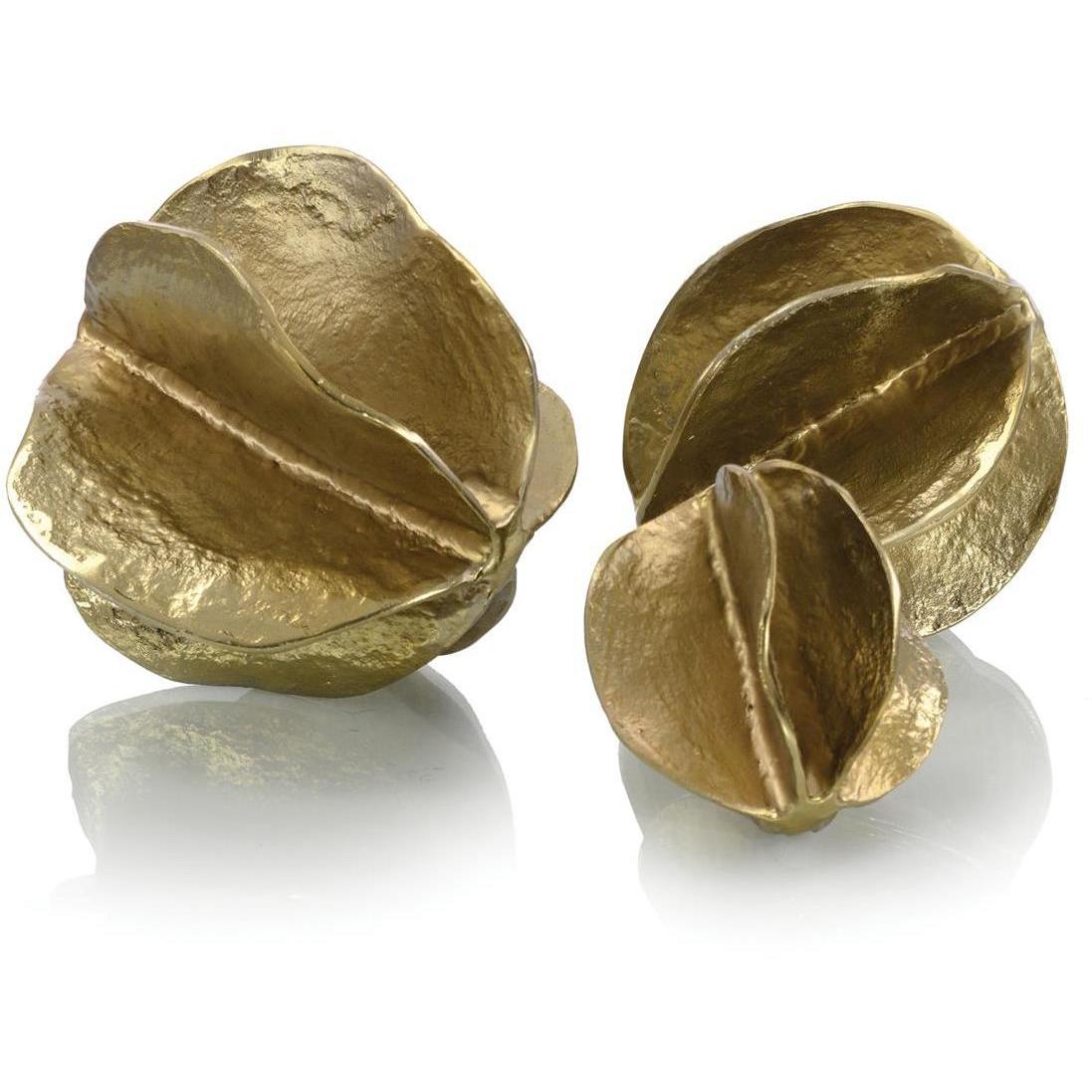 Spheres of Flowing Waves Brass Balls, Set of 3