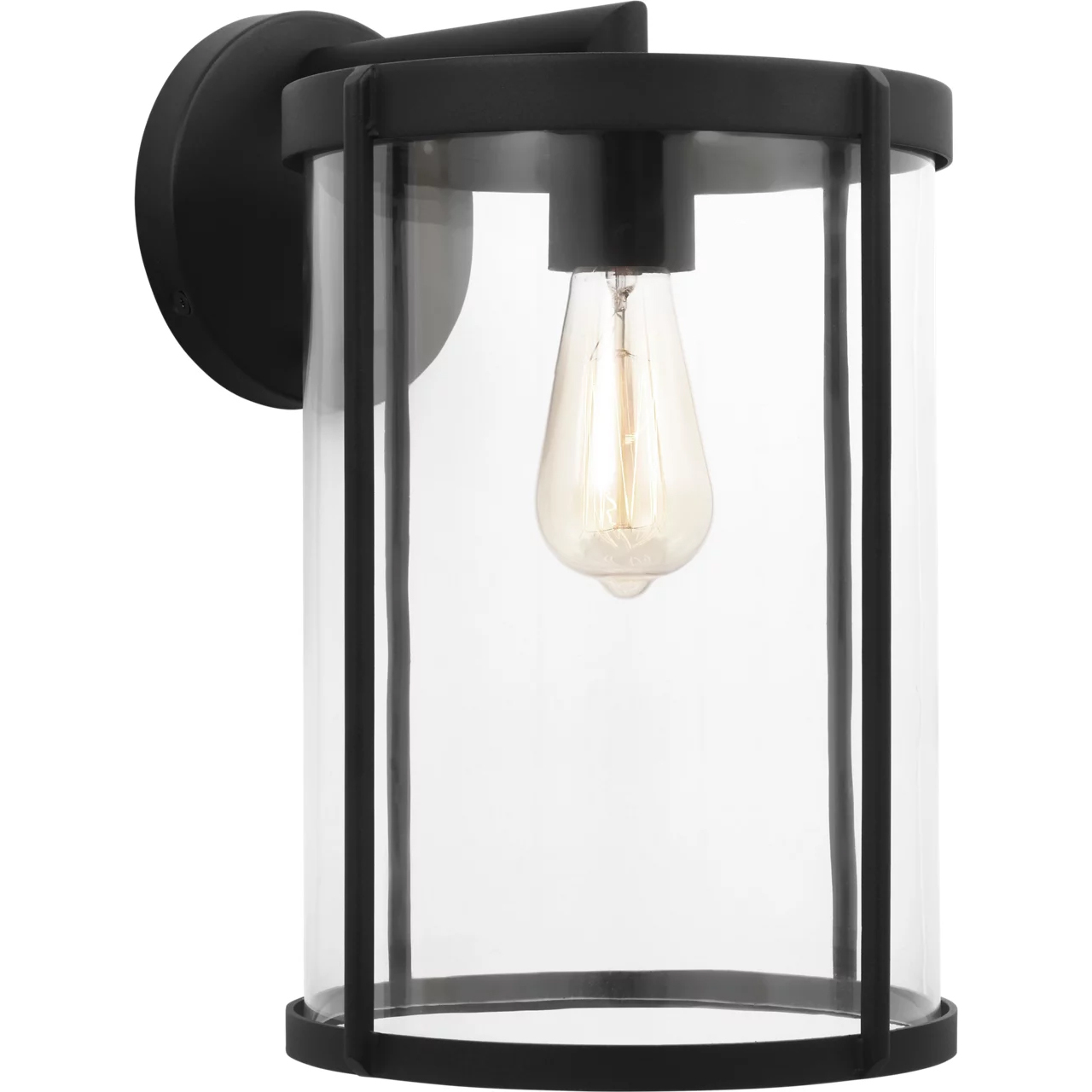 Luning 1 Light 15 inch Textured Black Outdoor Wall Lantern in Incandescent, Clear Glass, Large