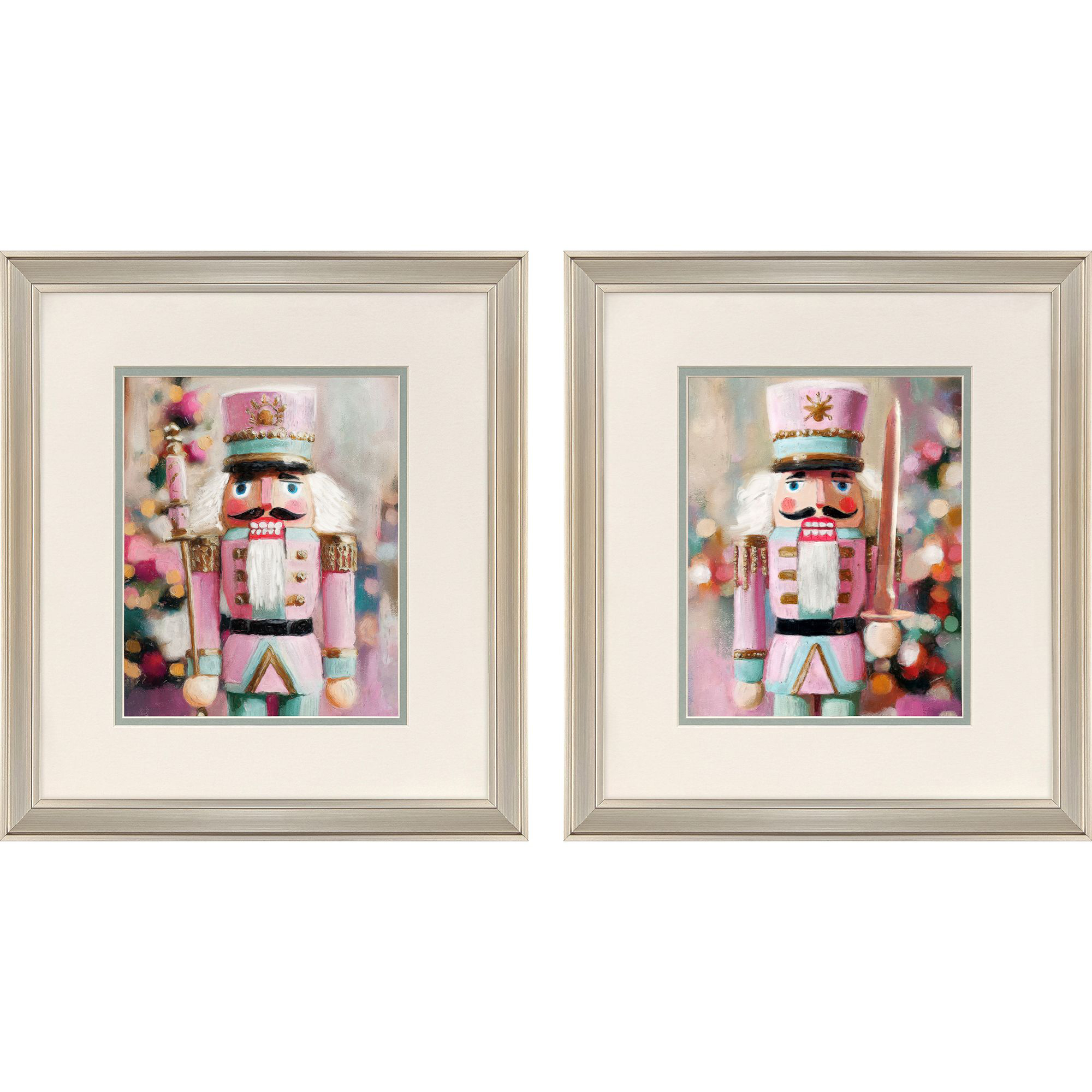 Pastel Nutcrackers Pink and Multi and Black and Turquoise Framed Art, Propac
