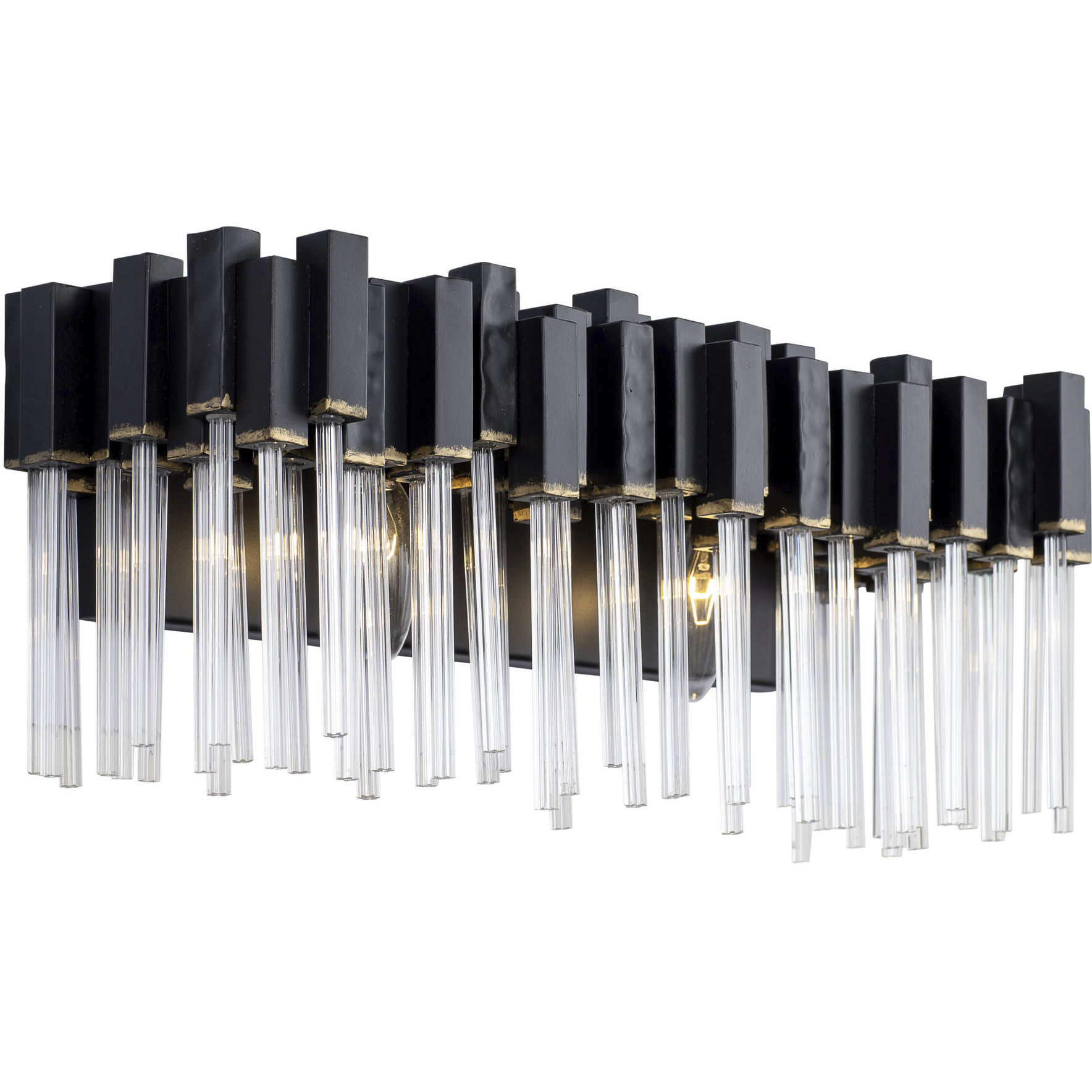 Matrix 2 Light 21 inch Matte Black and French Gold Bath Vanity Light Wall Light in Matte Black/French Gold