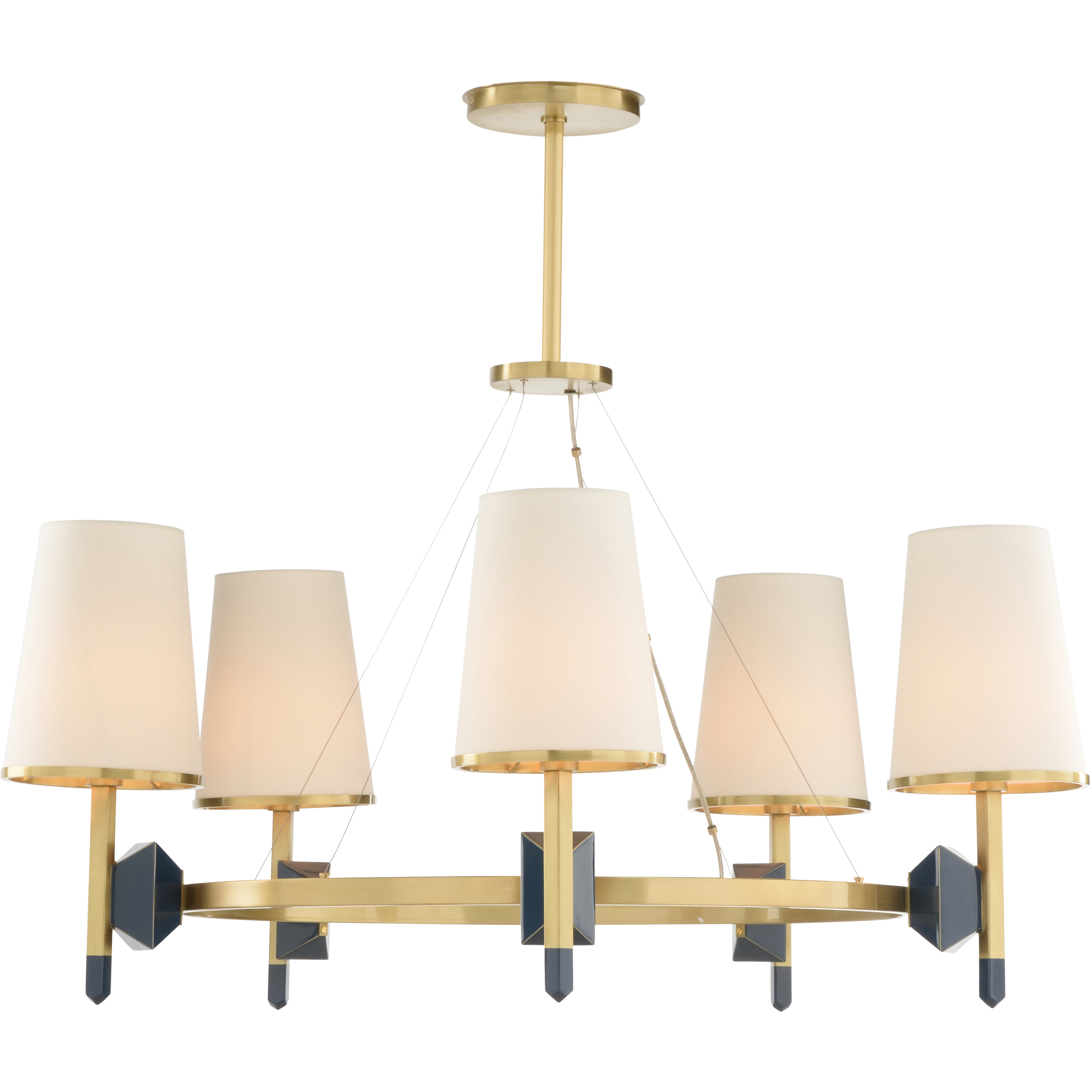 Zuri 5 Light 36 inch Antique Brass/Blue Chandelier Ceiling Light