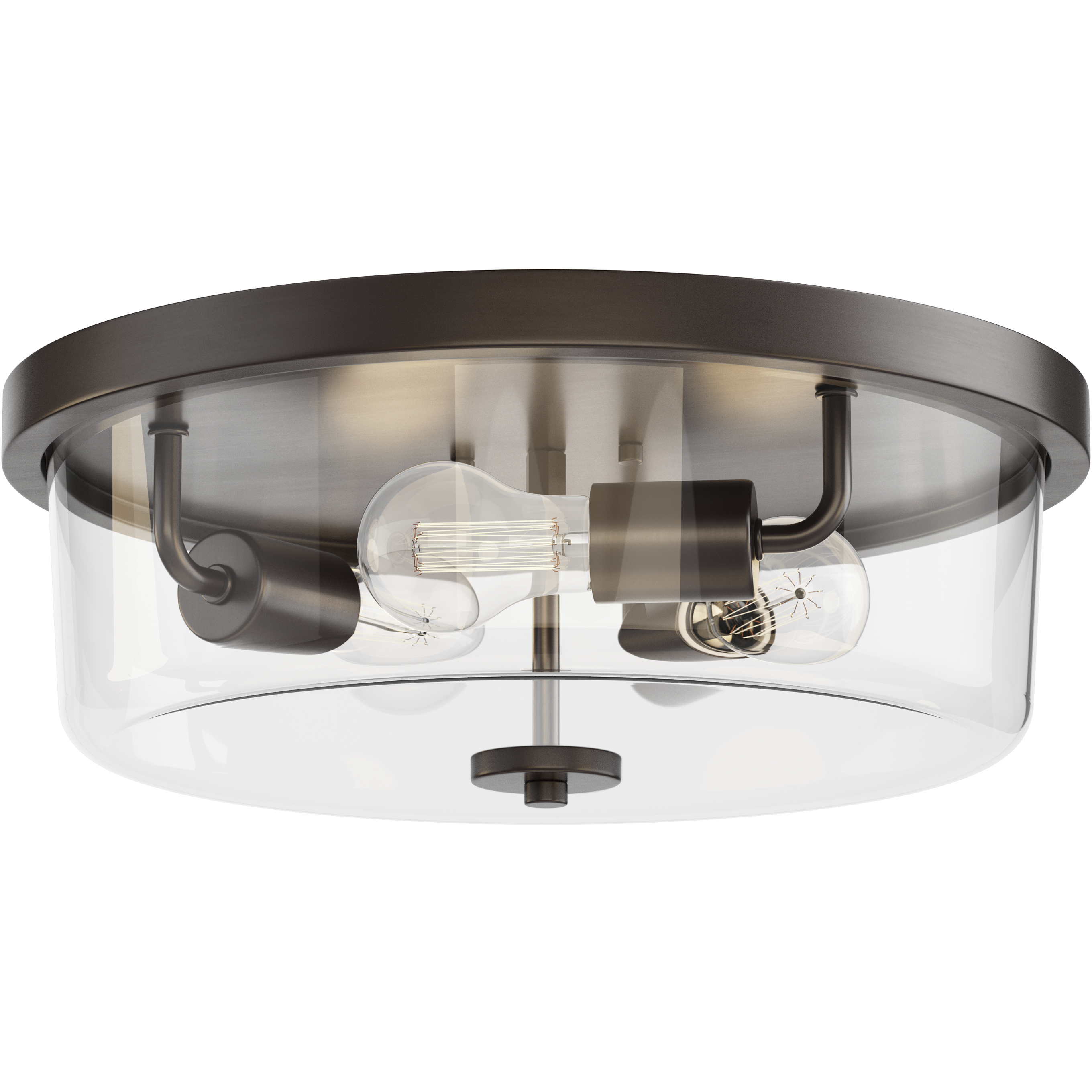 Fuller 3 Light 16 inch Oil Rubbed Bronze Flush Mount Ceiling Light in Clear