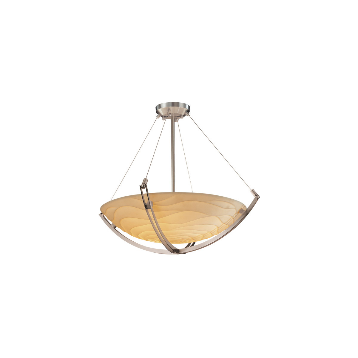 Porcelina 3 Light 22 inch Brushed Nickel Pendant Bowl Ceiling Light in Waves, Round Bowl, Incandescent