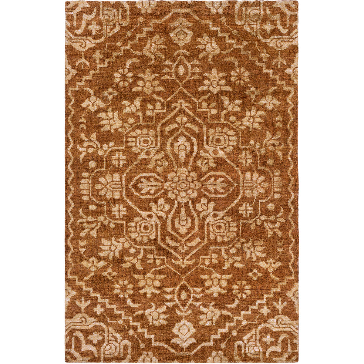 Kinnara 90 X 60 inch Burnt Orange, Beige Rug