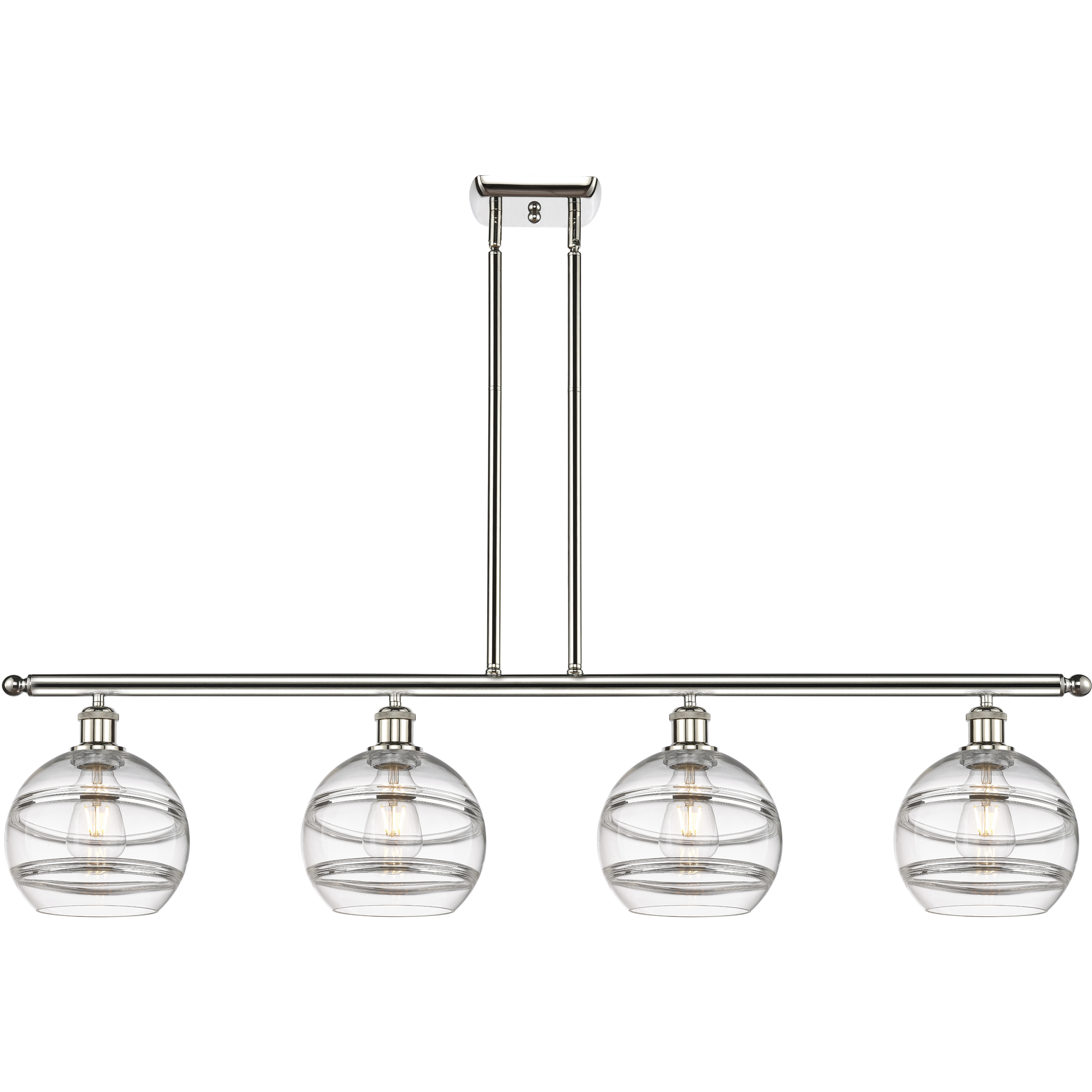 Ballston Rochester 4 Light 48 inch Polished Nickel Stem Hung Island Light Ceiling Light