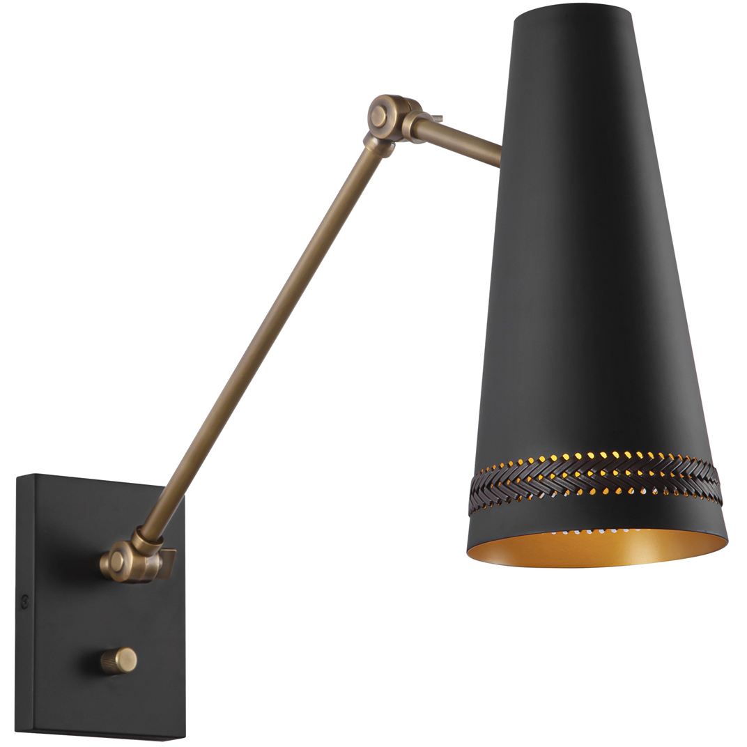 Brickell 1 Light 5.63 inch Matte Black/Hazelnut Leather Wall/Ceiling Light Wall Light in Matte Black and Hazelnut Leather