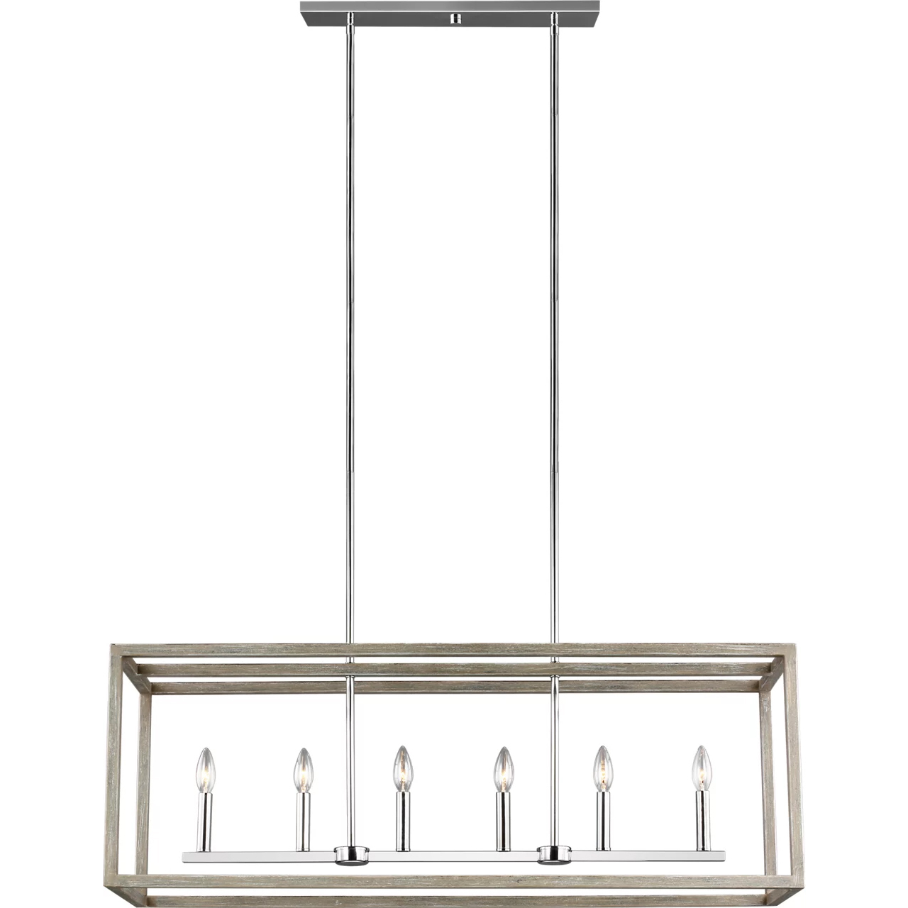 Moffet Street 6 Light 42 inch Washed Pine Island Pendant Ceiling Light