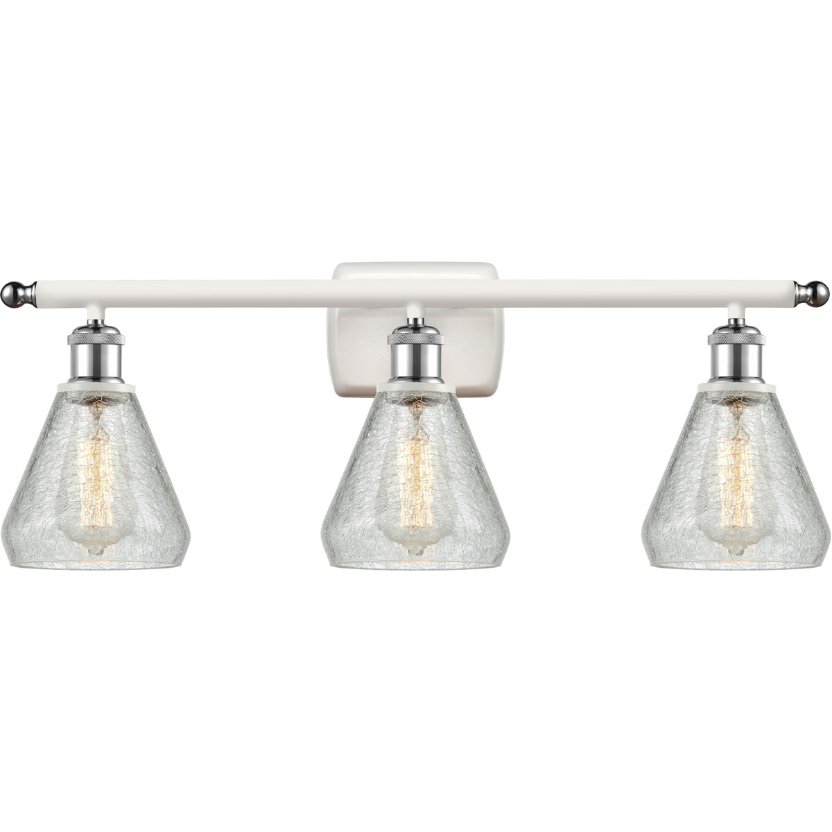 Ballston Conesus 3 Light 26 inch White and Polished Chrome Bath Vanity Light Wall Light, Ballston