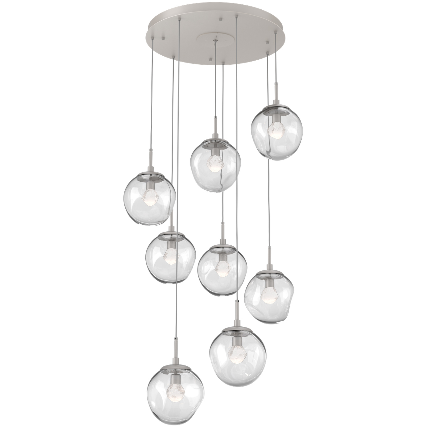 Aster LED LED Beige Silver Chandelier Ceiling Light, Round Multi-Port