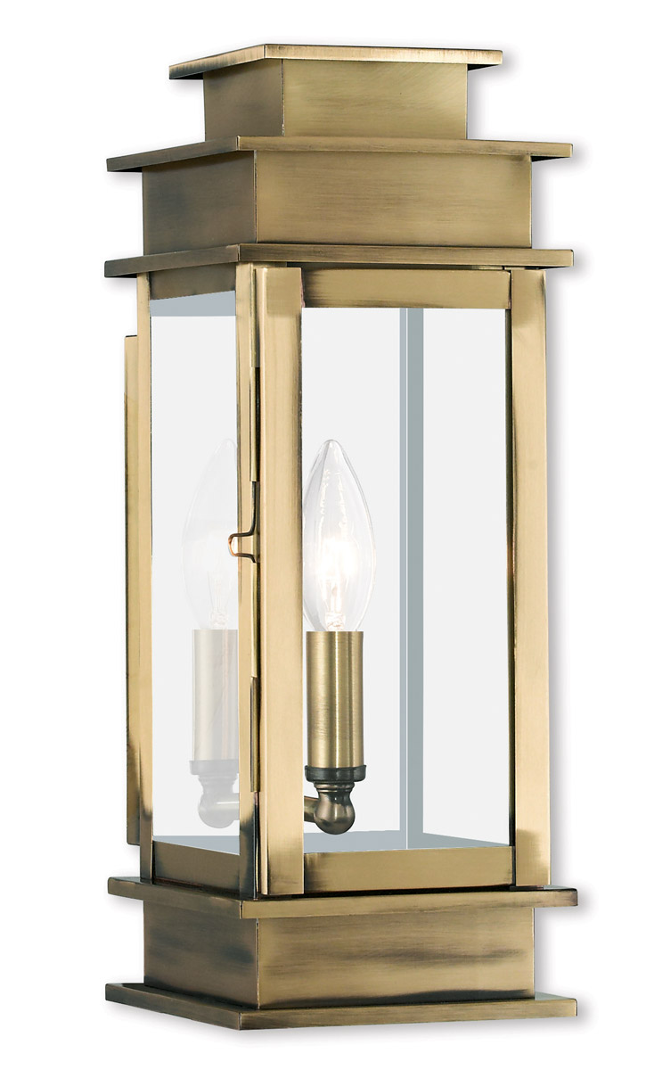 Princeton 1 Light 14 inch Antique Brass Outdoor Wall Lantern