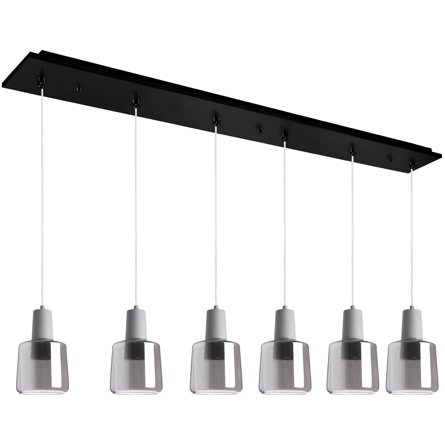 Samson LED 5.88 inch Black Multi Pendant Ceiling Light in Smoked Glass