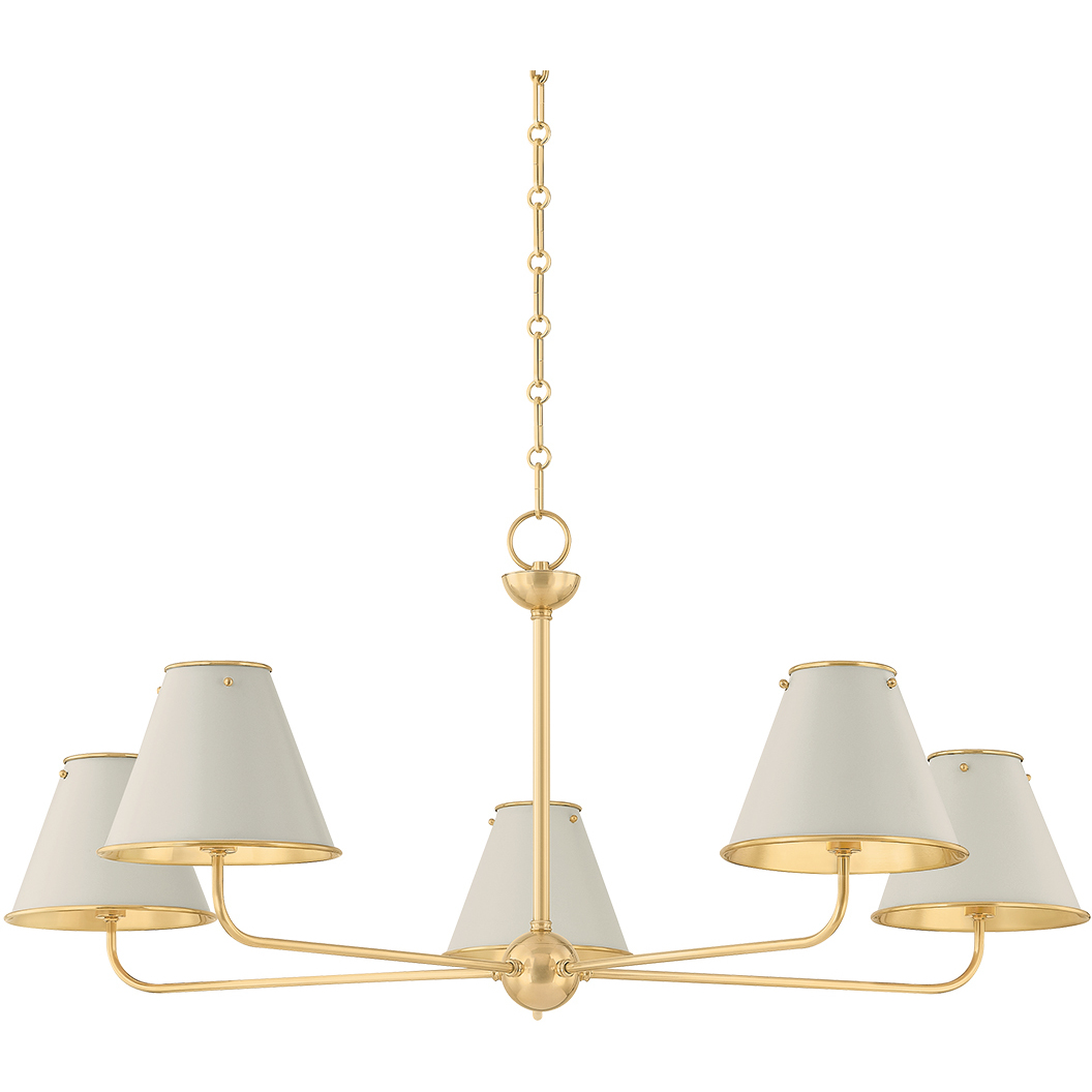 Burghley 5 Light 43 inch Aged Brass/Off-White Chandelier Ceiling Light