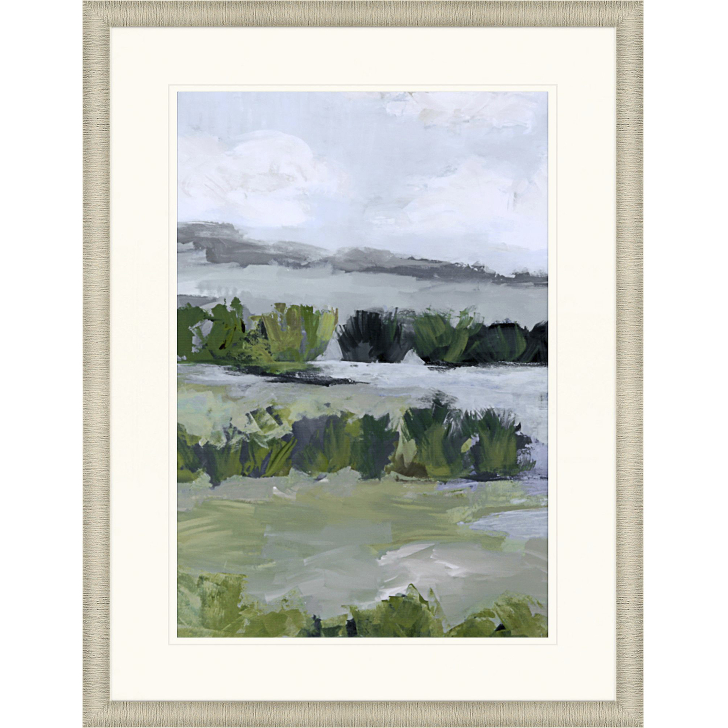 Here Comes the Sun Green and Neutral and White Framed Art