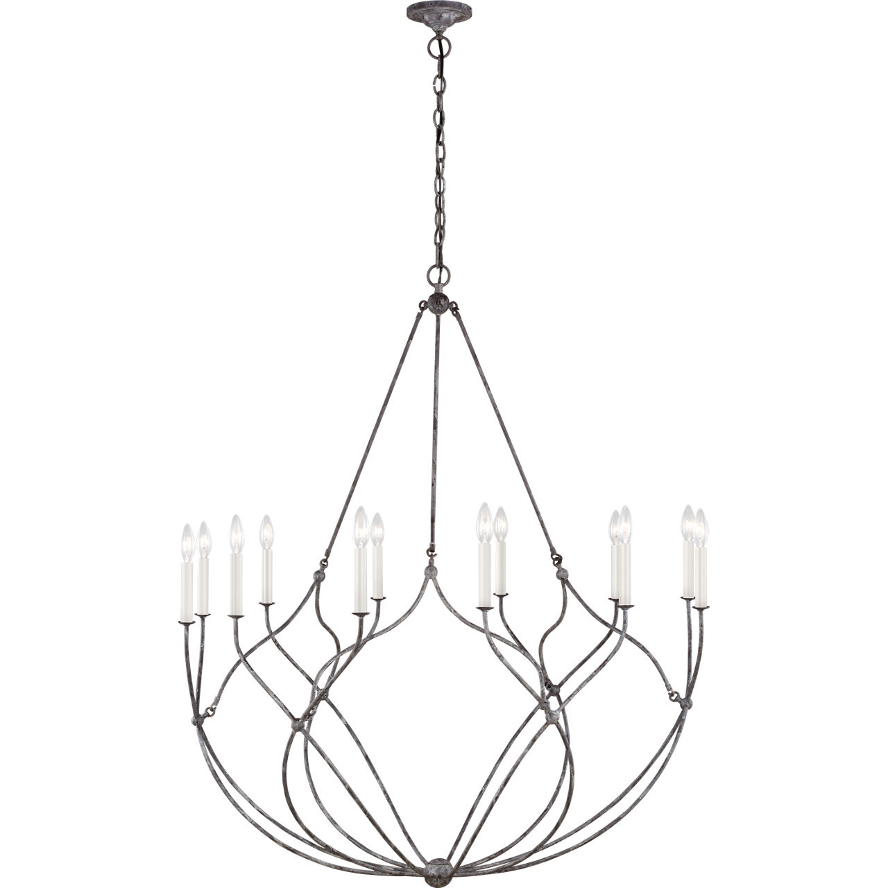 C&M by Chapman & Myers Richmond 12 Light 43.5 inch Weathered Galvanized Chandelier Ceiling Light