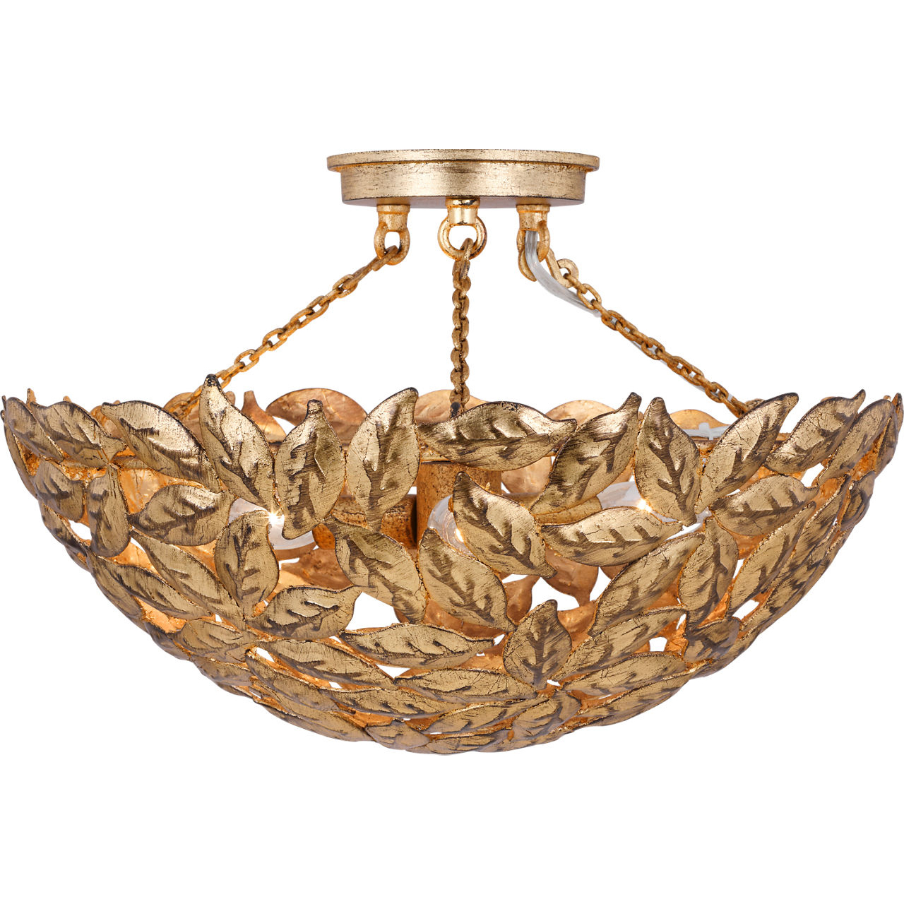 AH by Alexa Hampton Kelan 3 Light 16 inch Antique Gild Semi-Flush Mount Ceiling Light