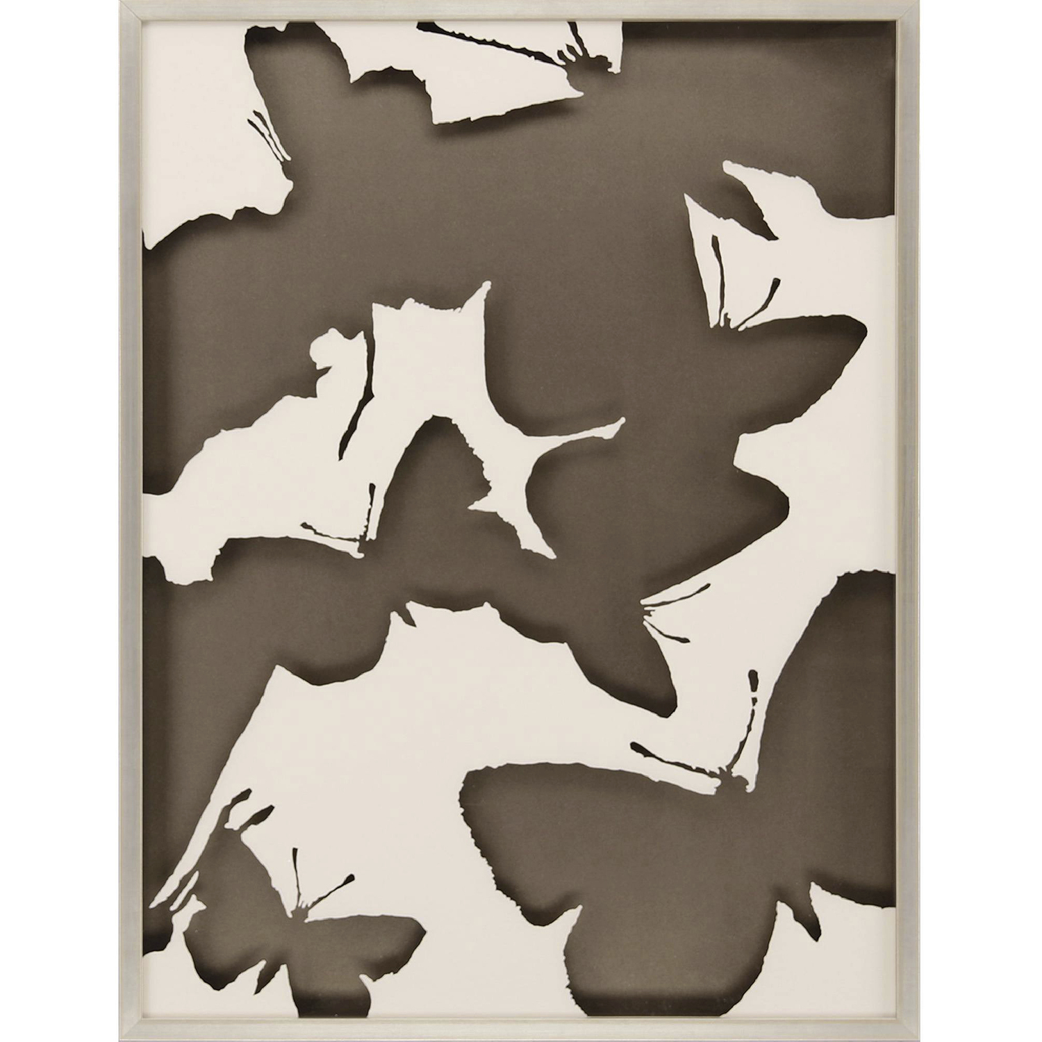 Monochrome Flutter Brown and Metallic Framed Art, The Studio