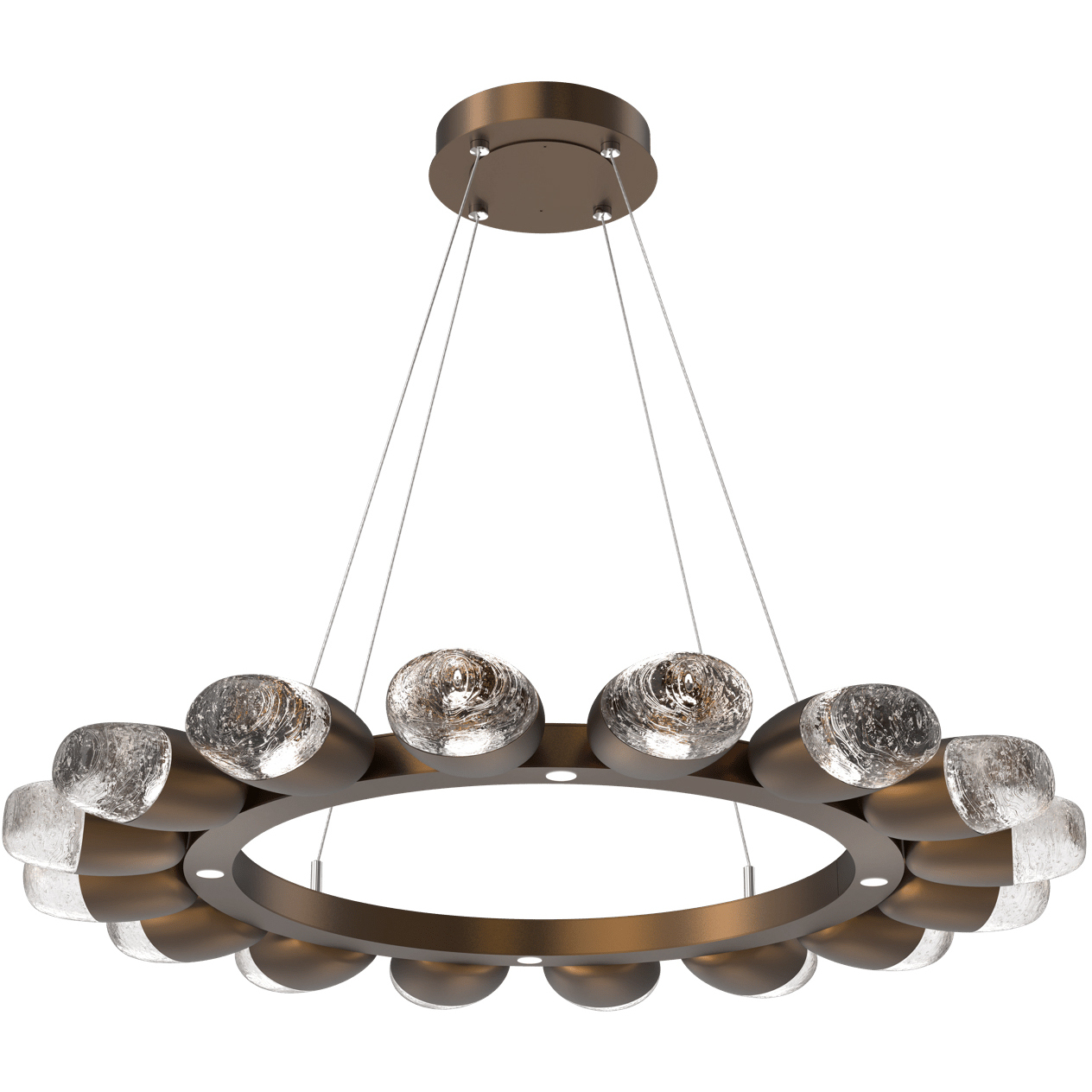 Pebble LED Flat Bronze Chandelier Ceiling Light, Ring