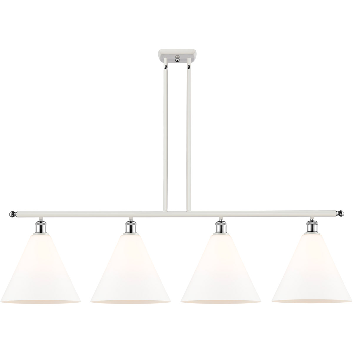 Ballston Ballston Cone LED 50.25 inch White and Polished Chrome Island Light Ceiling Light in Matte White Glass