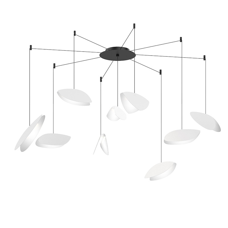 Papillons LED 24 inch Satin Black Pendant Ceiling Light in Satin White
