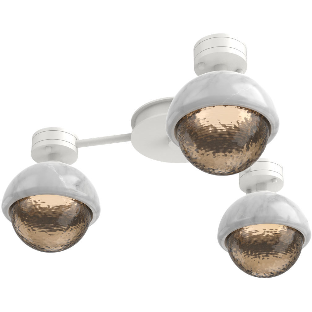 Cabochon Sconce & Flush Mount Wall Light in 3000K LED, Bronze, Salt White with White Marble, Hub & Spoke