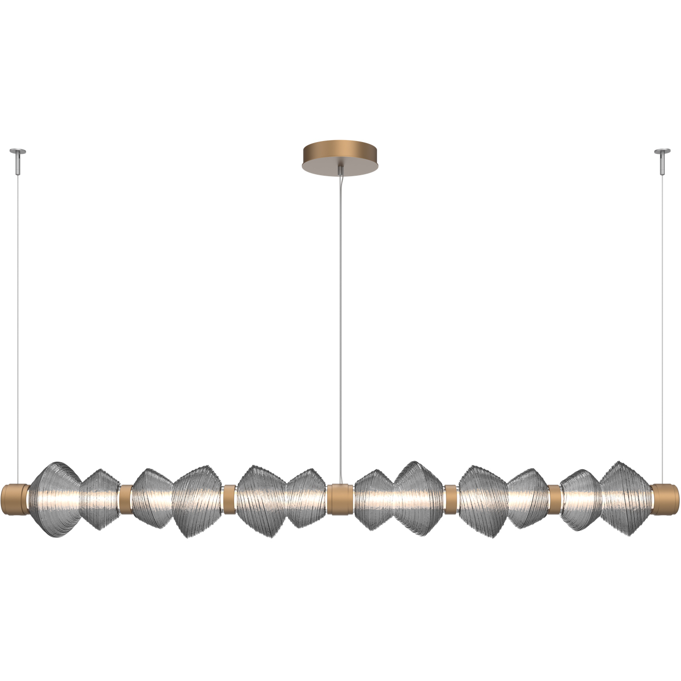 Mesa LED 72.6 inch Novel Brass Linear Chandelier Ceiling Light in Smoke, Mandrel